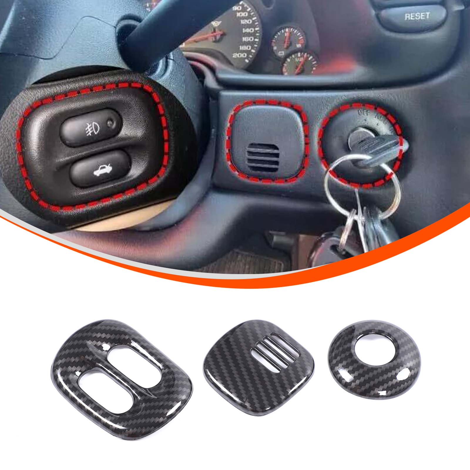 

ABS carbon fiber For Chevrolet Corvette C5 1998-2004 car dashboard frame fog light switch air outlet decorative frame Trim
