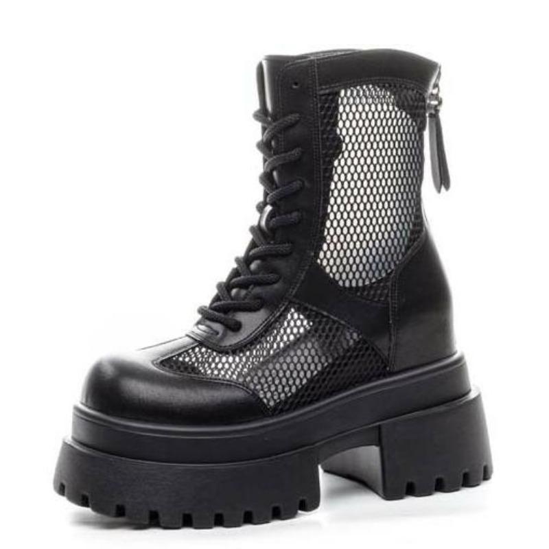 Fashion High Quality10CM Genuine Leather Hollow Mary Jane Women Slippers Ankle Booties Pumps Shoes Flat Sandals Summer Platform Wedge