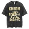 Washed Vintage Rock Band Kmfdm Angst Graphic Tshirt Men Women Retro Gothic Punk Streetwear Mens Casual Pure Cotton T Shirts