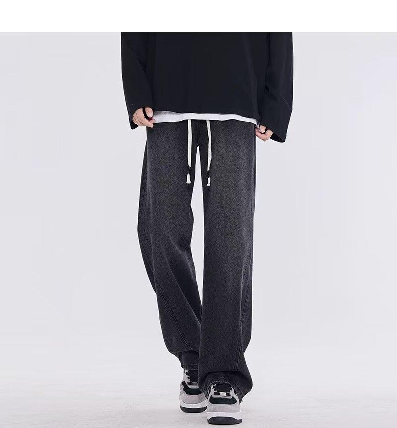 High Street Trendy Jeans Men's Spring and Autumn New Retro Loose Wide Leg Pants Boys Casual Straight Pants