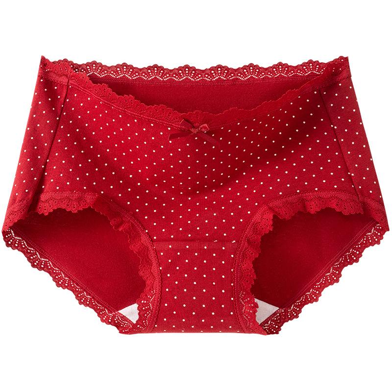 Female Spring and Autumn Benming Year Marriage Red Cotton 10A Antibacterial Briefs