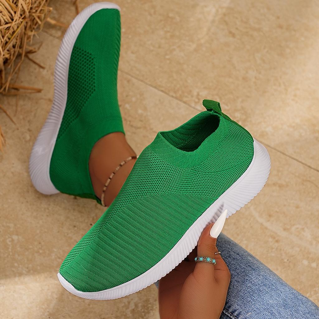 Foreign Trade Fly-woven Breathable Sports Shoes Women's Autumn New Foot Cover Thick Sole Large Size Comfortable Running Shoes Spot