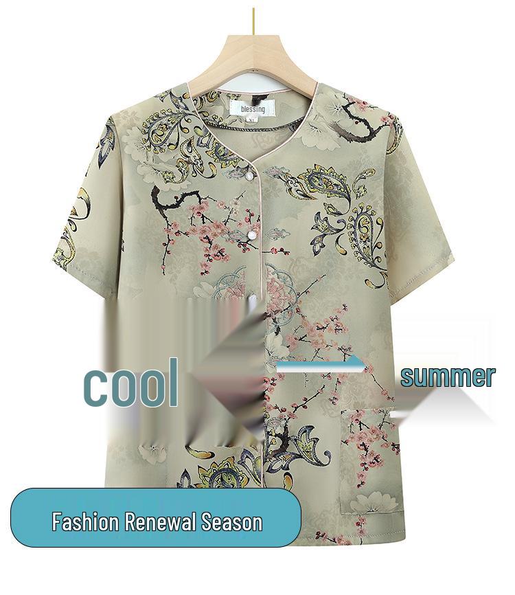 Stylish Summer Short-Sleeve Shirt for Elderly Women (80+)