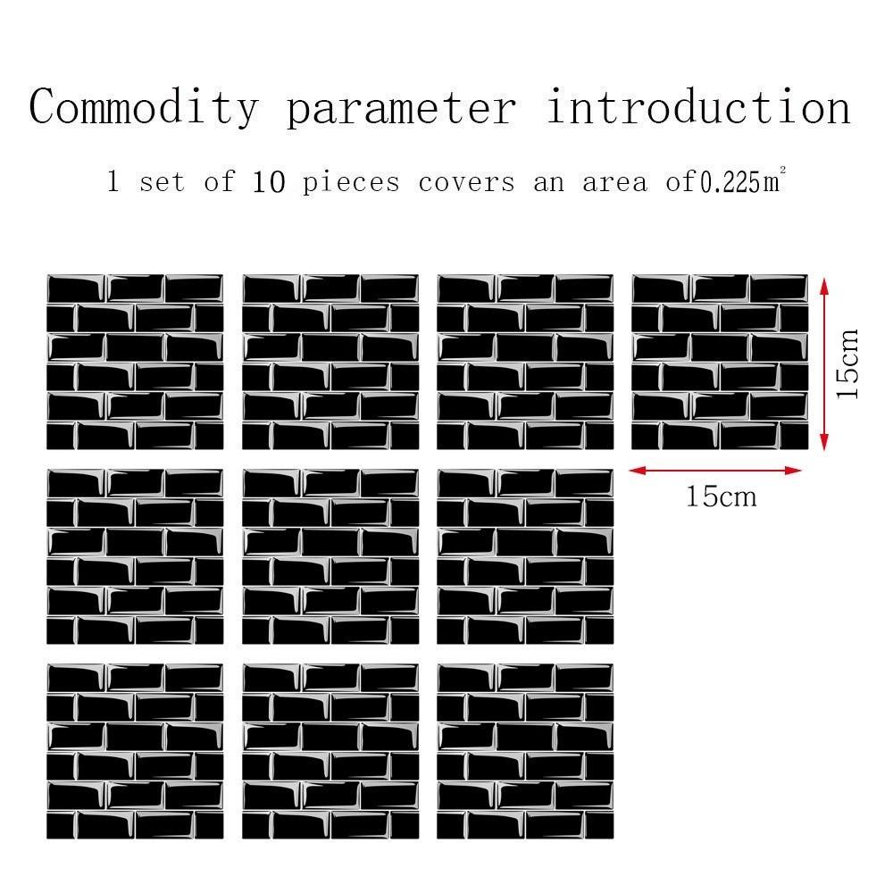 10Pcs PVC Tile Stickers 15*15cm Waterproof 3D Wall Sticker Marble Grain Self Adhesive Art Wall Decal