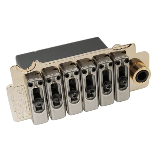 Wilkinson WVS50IIK 10.5mm String Pitch, Two-Point Steel Saddle Tremolo Bridge Assembly with Full Steel Block for USA/Mexico/Japan/Korea Strats, Gold