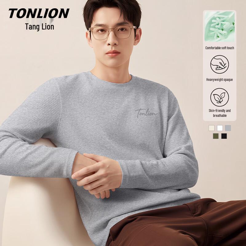 TonLion Men s Waffle Knit Long-Sleeve Tee L