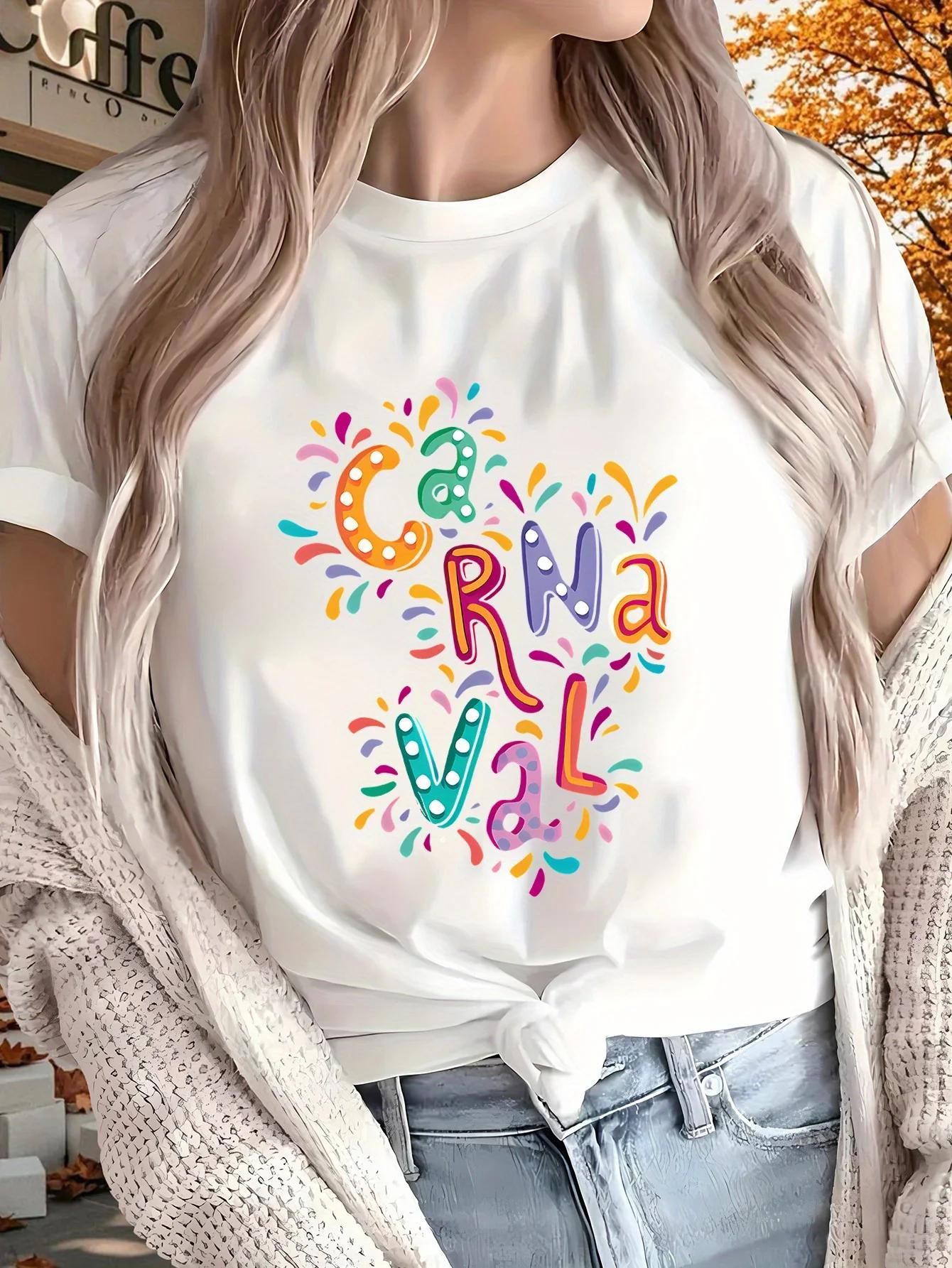 

Optional All Seasons for Outdoor Gatherings Carnival Carnivalgift WomenS TShirt Summer Printed Harajuku Casual Fashion Tees 4XL