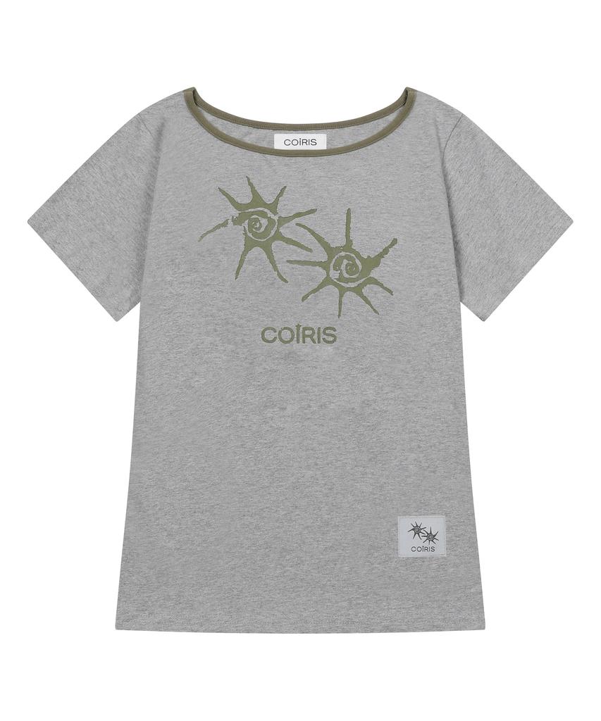 Koiliseu Soluna One-Shoulder Contrast Short Sleeve Tee (13 Colors)