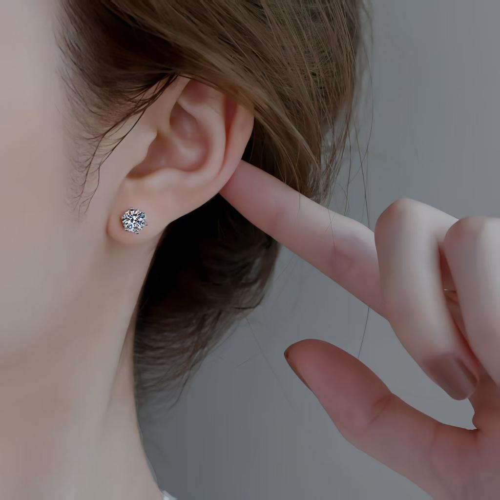 1Ct Vvs D Color Moissanite Russian Cut 8H8A Lab Diamond Stud Earrings for Women S925 Silver Fine Jewelry