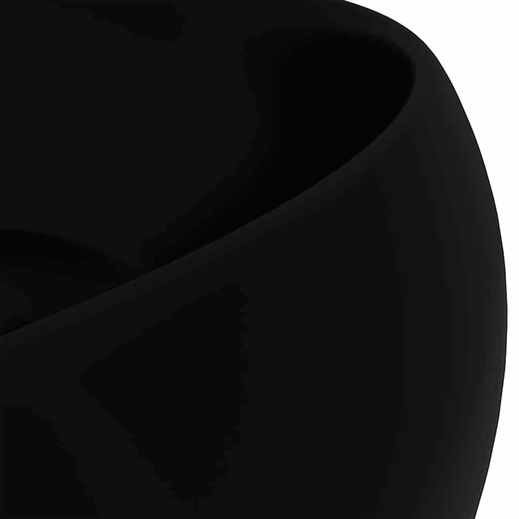 Luxury Round Wash Basin Matte Black 40 X 15 Cm Ceramic