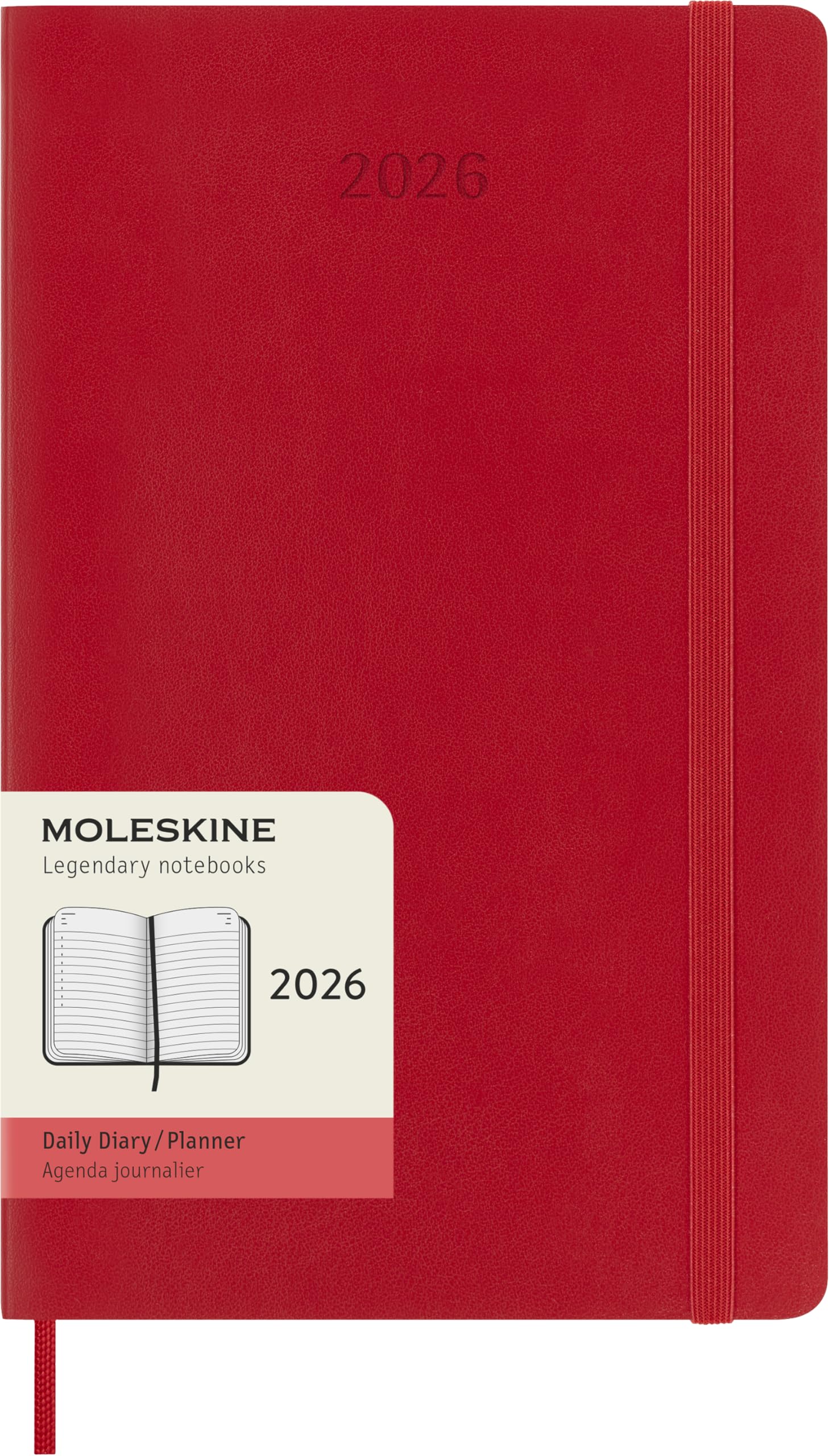 

Moleskine 2026 Planner, 12-Month Daily Diary, January Start, Large Size (13cm W x 21cm H), Soft Cover, Scarlet Red, DSF212DC3Y26