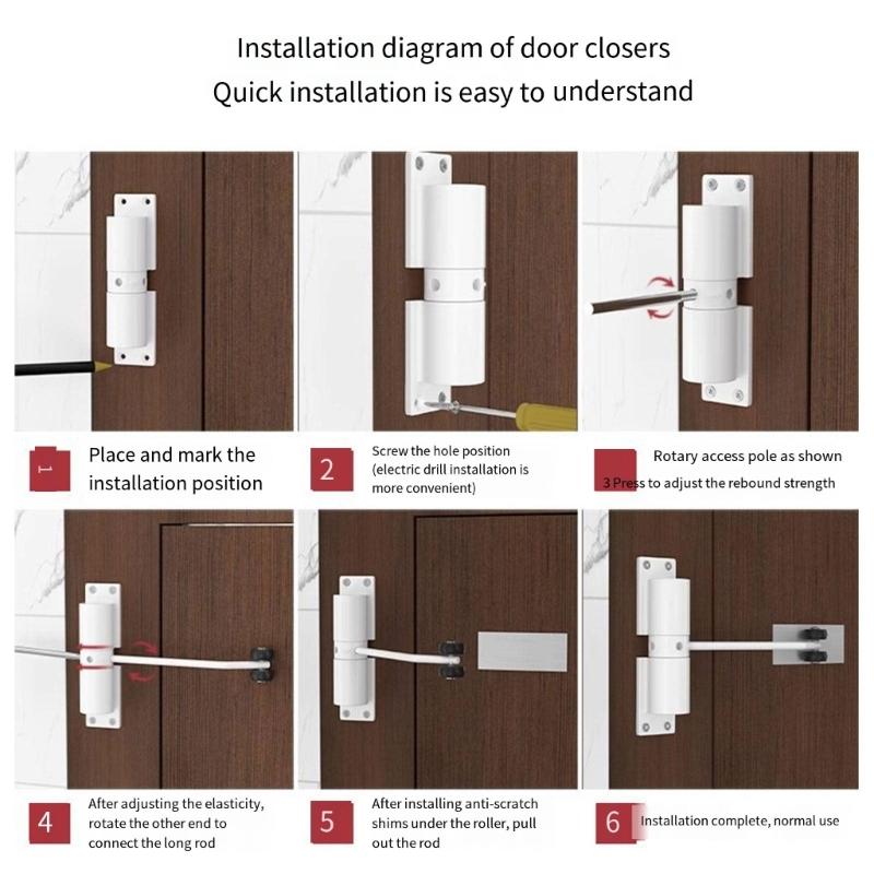 Durable Aluminum Alloy Door Closing Device Adjustable Gate Closing System Door Closure Suitable for Wooden & Fire Doors