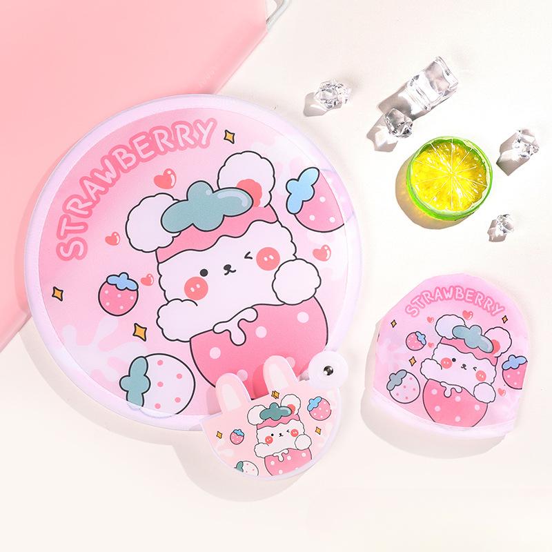 1PCS Cute Folding Fan with Reflective Board Cartoon Portable Fan Small Fan Student Mini Fabric Group Fan Folding Fan