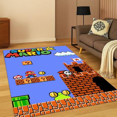 3D Super Mario Bros Cartoon Cute Child Carpet Rug for Playroom Living Room Bedroom Doormat Decor,Non-slip Game Floor Mat Gift