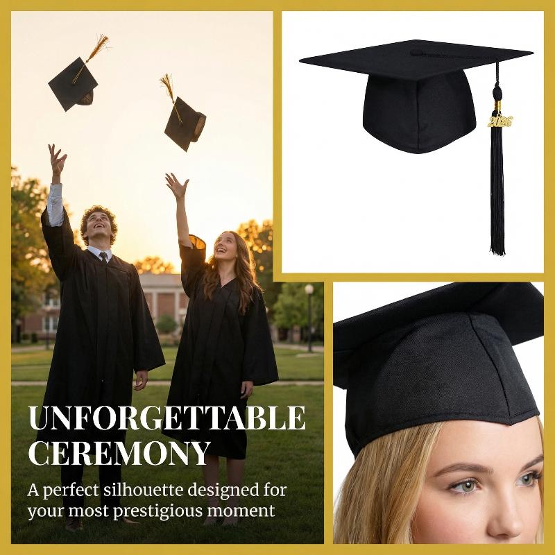 High School Matte Graduation Cap 2026 with Tassel Wearable Mortarboard Hat for Commencement Ceremony Accessory