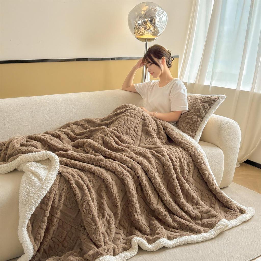 2025 Autumn/Winter Taffeta Fleece Duvet Cover & Blanket Combo for Home/Office