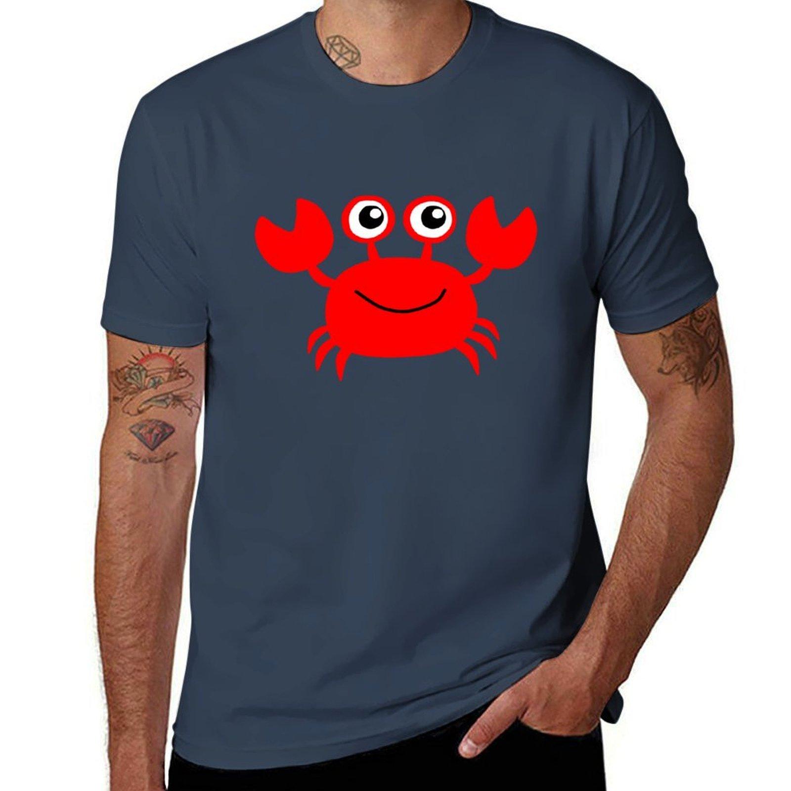 Funny red crab cartoon TShirt Fashion Casual Short Sleeve TShirt S