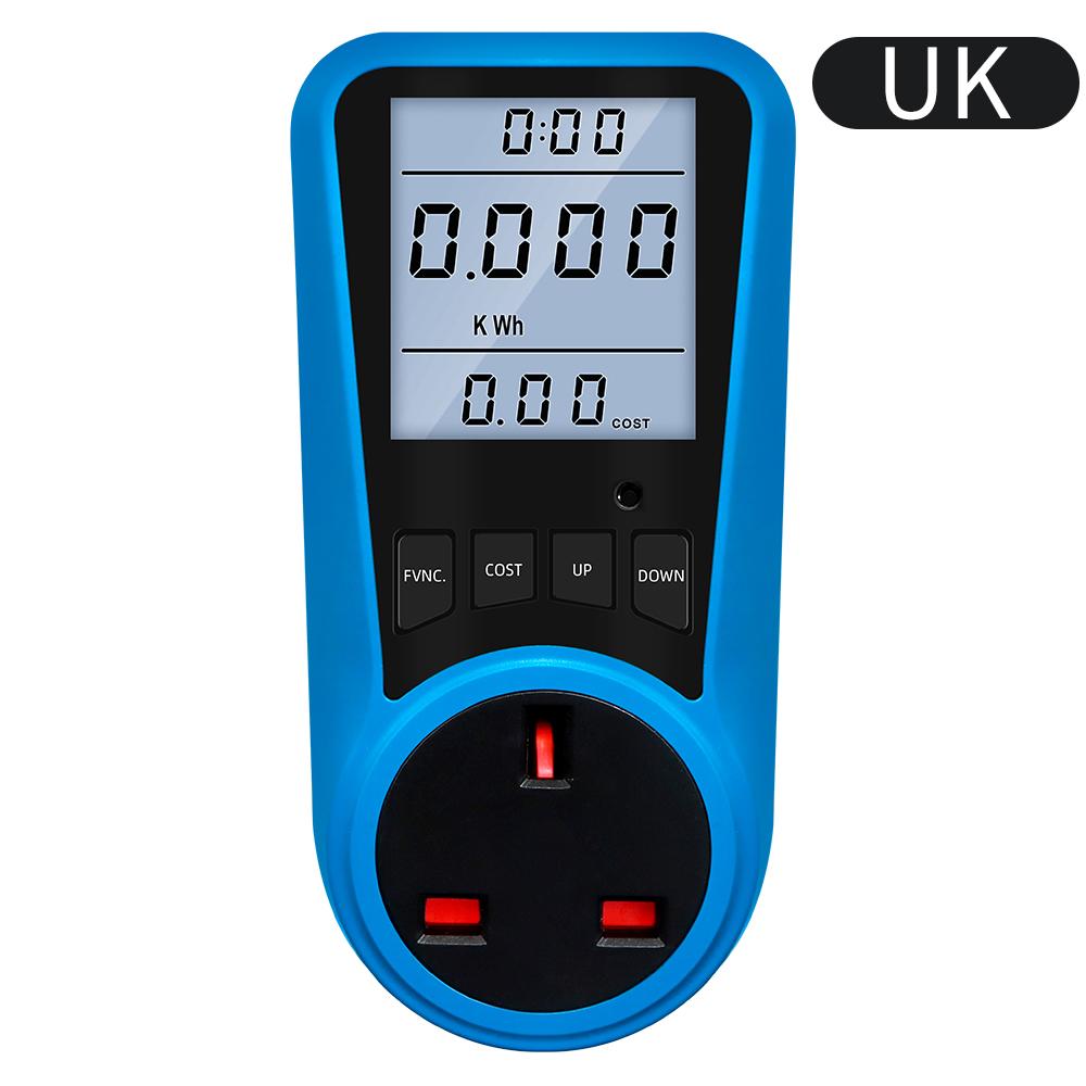 Digitaler Strommesser AC 230V Strommessgerät Voltmeter Zeit Watt Leistung Energie Tester 50Hz Steckdosenanalysator EU US UK AU FR BR IT Stecker