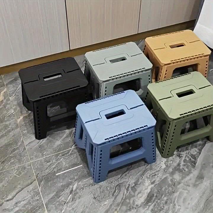 Square Plastic Collapsible Stool - Heavy-Duty Thickened Portable Folding Stool with Handle, 1 Pack for Indoor, Gatherings, Picnic,Fishing | Durable PP