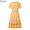 ZANZEA Women Summer Print Casual Short Sleeve Dress