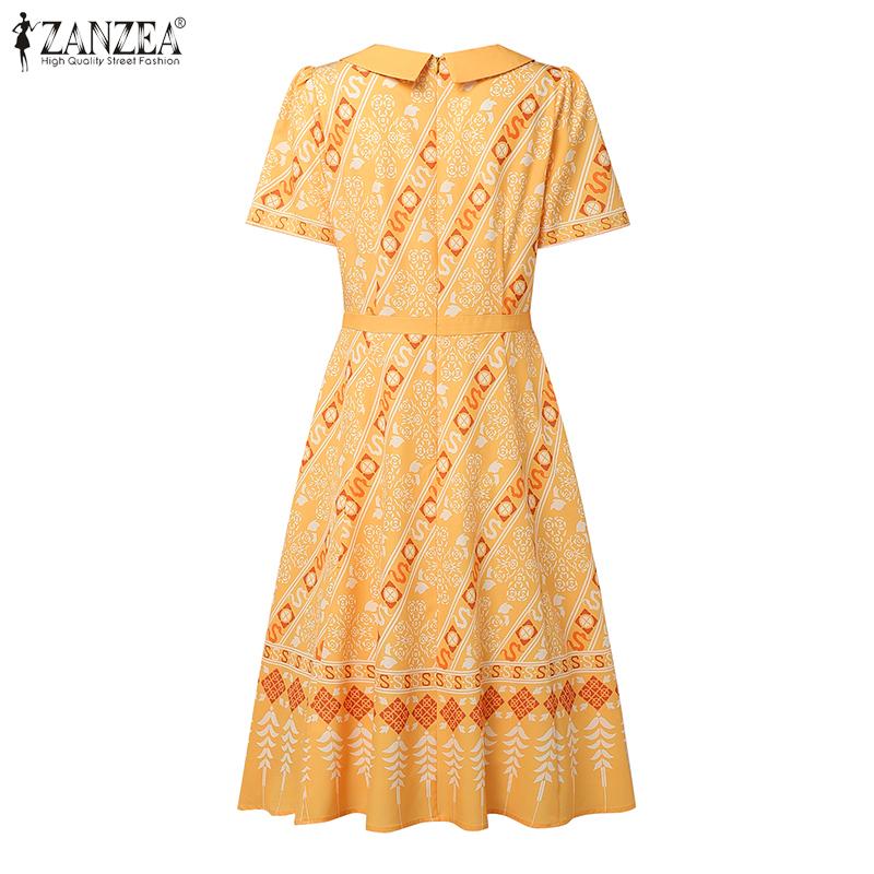 ZANZEA Women Summer Print Casual Short Sleeve Dress
