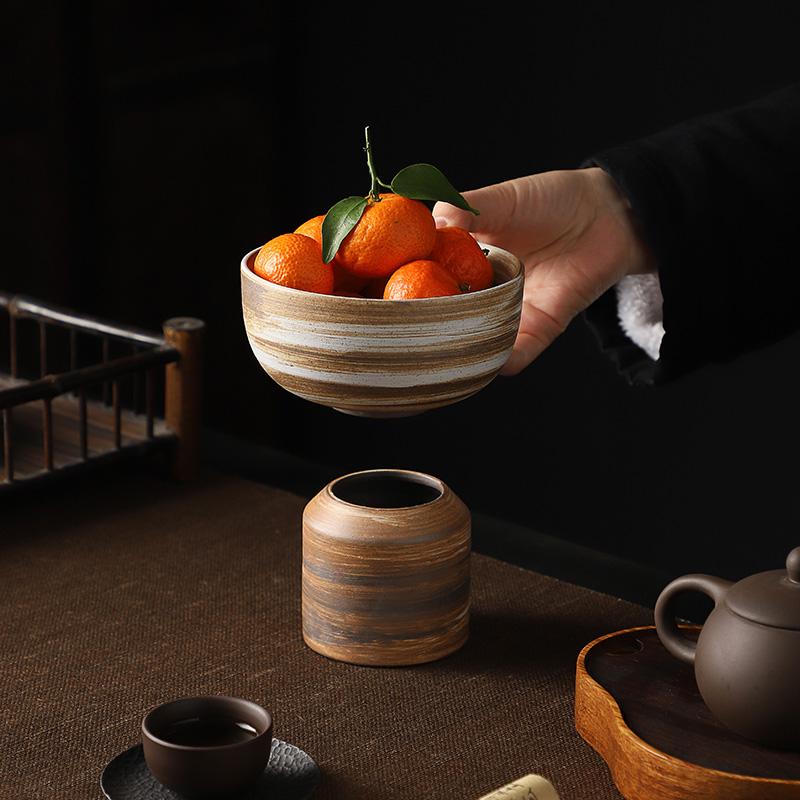 Retro Highfoot Dessert Bowl Ceramic Fruit Snack Plate Dried Fruit Dessert Plate Set Table Beautiful Dessert Dish Ice Cream Cup