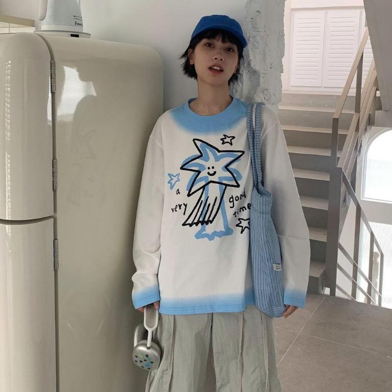 2KWEIRD Harajuku Kawaii Sweatshirts Women Oversize Cute Anime Graphic Pullovers Star Girl Y2k Japanese Fashion Female Streetwear