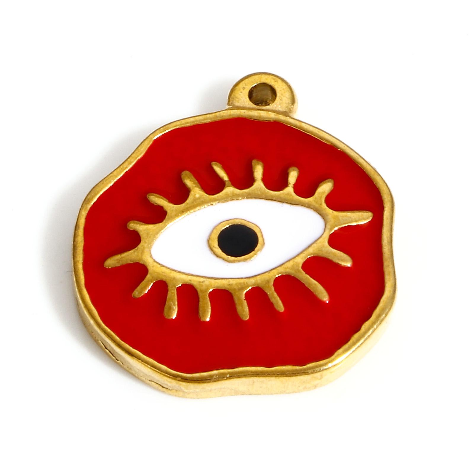 

New 304 Stainless Steel Enamel Evil Eye Hummingbird Charms For Jewelry Making Gold Color Shell Rhinestone DIY Necklace Pendants красный