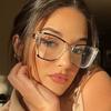 R57466 Fashion Square Anti Blue Light Glasses Trend Spring Hinge Prescription Spectacles Frames Women Optical Reading Glasses