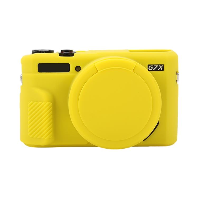 

М який силіконовий захисний чохол із кришкою об єктива For Canon PowerShot G7 X Mark II / G7X2 жовтий