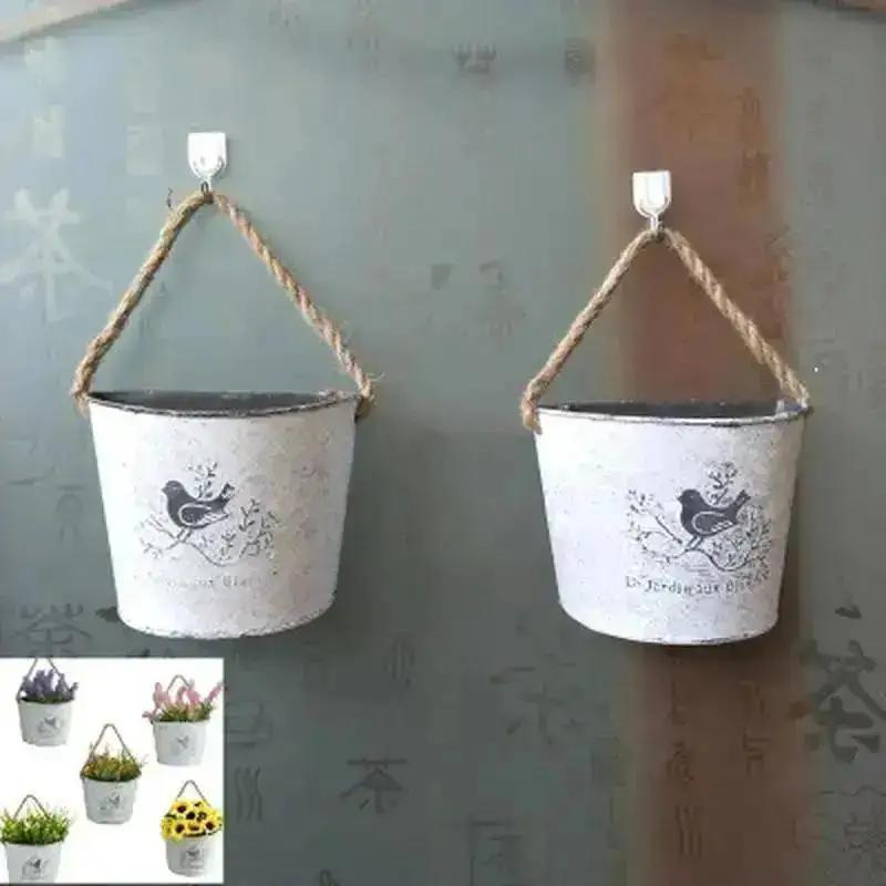 Nouveau Vase à Fleurs Suspendu au Mur Pot Panier Fournitures de Jardin Rustiques Décoration de la Maison Accessoires pour Plantes Murale Intérieure