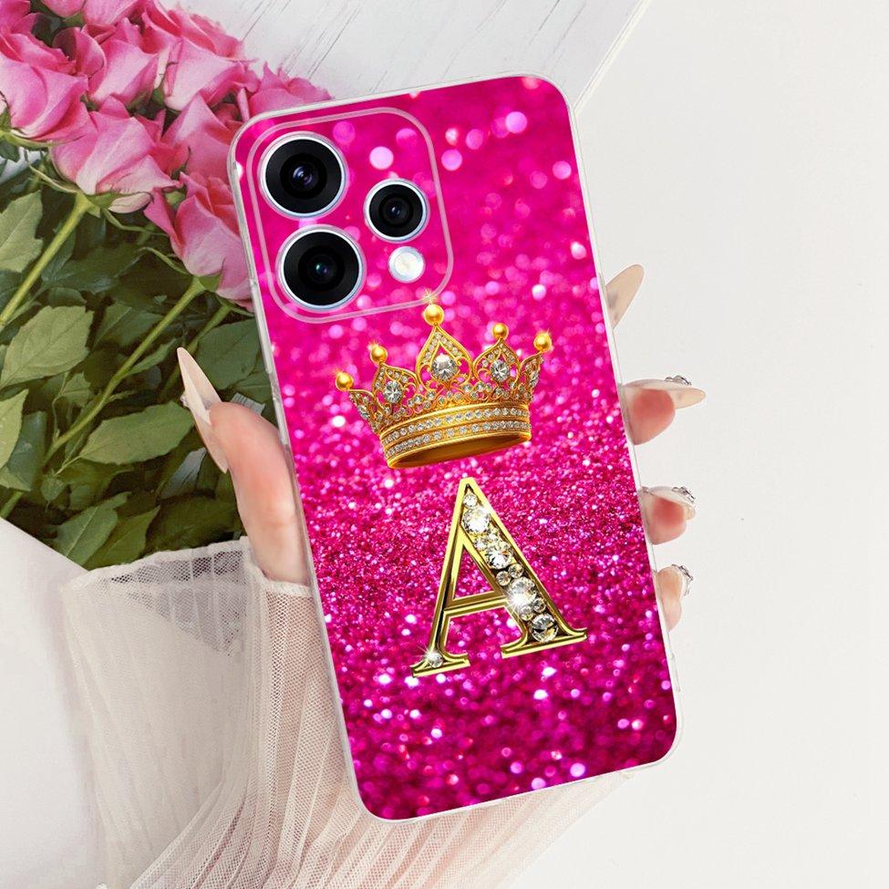 Clear Case For Oppo Reno15 5G Cover Luxury A-Z Letters Fashion Boys Girls Cool Crown Soft Casing For Oppo Reno15 CPH2825
