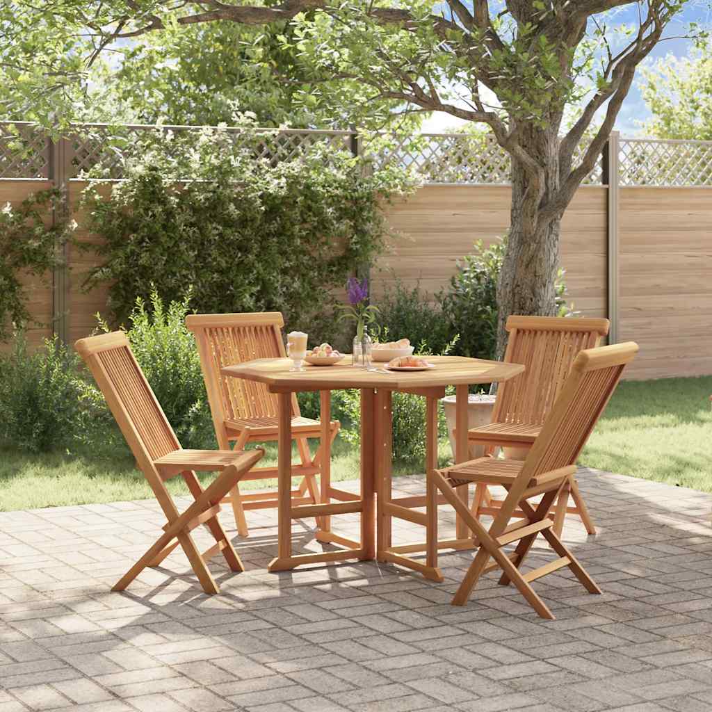 Vidaxl 5-Cz. Folding Garden Furniture Set, Solid Teak Wood