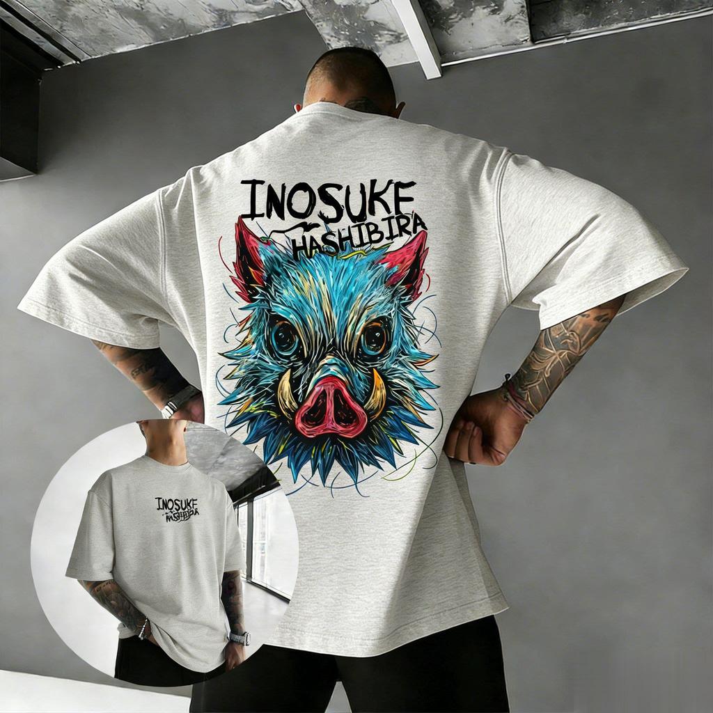 Demon Slayer Inosuke Anime T Shirt Mens 2026 Summer Fashion Short Sleeve Tee Casual Tops Graphic Print Streetwear Y2k Clothes