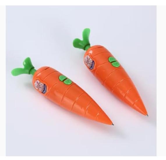 Carrot Recorder Pen Toy for Kids Cute Ballpoint Pen for Boys and Girls Kids Recording Pen Ink Pen 2 Pieces