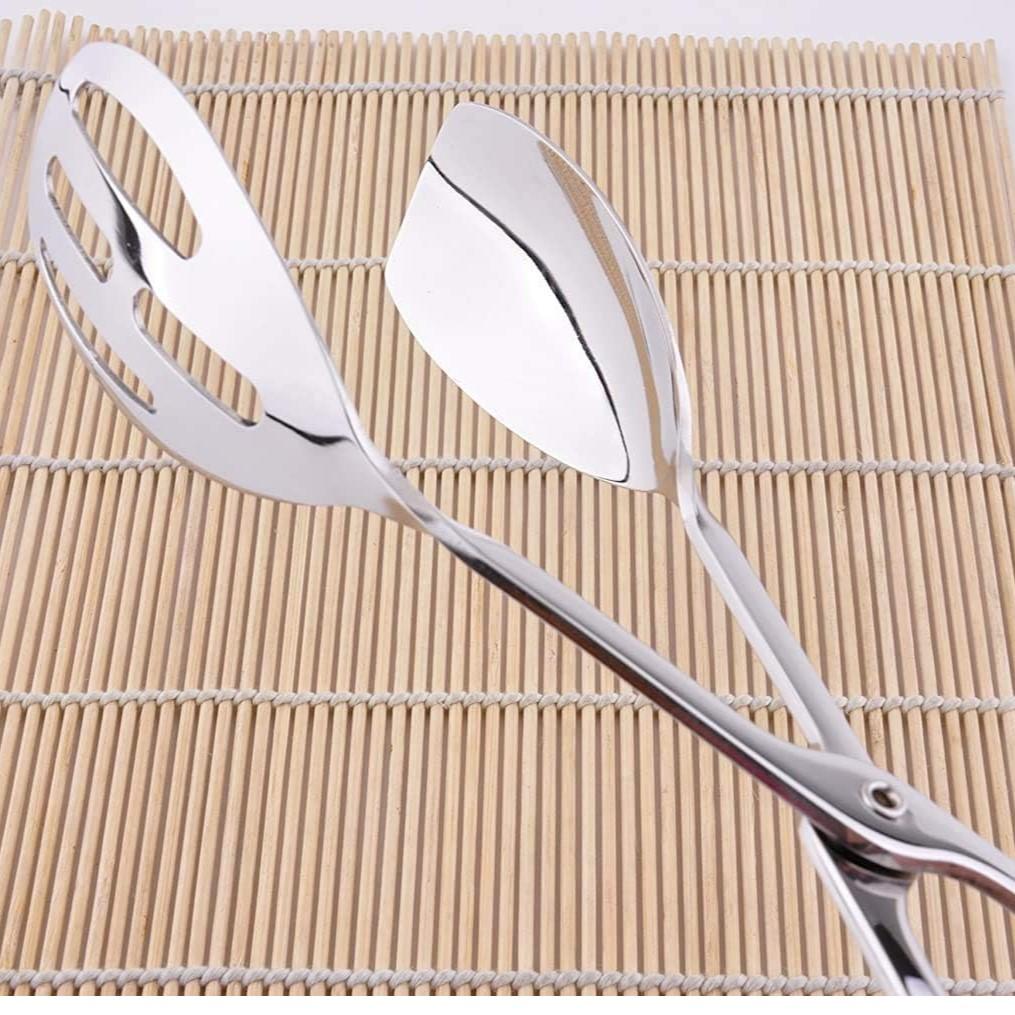 2-PACK Serving Tongs for Buffet Party Catering .Thickening Food Serving Tongs Salad / Cake / Bread Tongs Kitchen Tongs, Stainless Steel