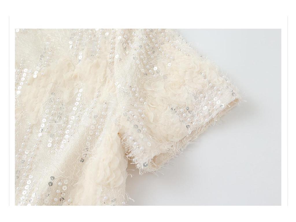 Elegant Sequin Embellished Chinese-Style Women's Shirt and Skirt Set – Spring/Summer Collection