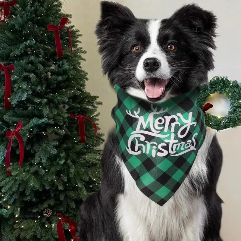 20/10/1Pcs Pet Triangle Scarf for Large Dog Christmas Party Dog Bandanas Dog Cat Red Santa Claus Letter Pattern Pet Supplies