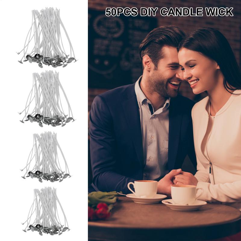 Wick for Candle Making Pre-Waxed Candle Wicks 50pcs Soy Candle Wick Kit for DIY Crafts Cotton Wicks for Candles Long Wicks