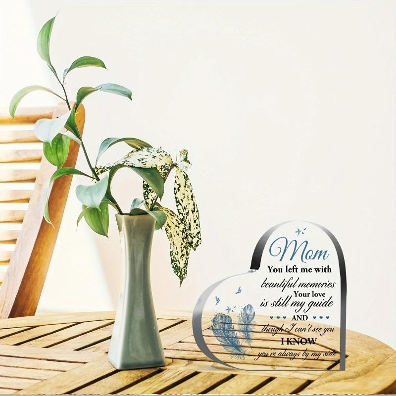 2D Flat Memory Mother Acrylic Heart Desktop Decoration Plaque, Home Decor Plaque Hanging Wall Art Decorative Garden Decoration for Room Door Signs Han