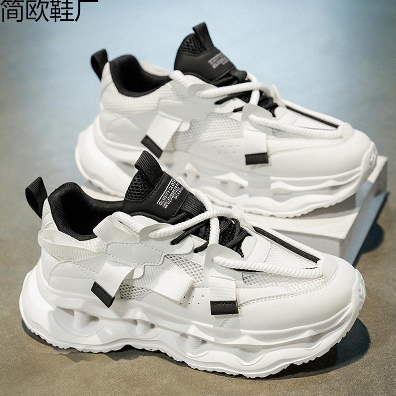 Summer new men's platform heightening shoes trendy student mesh casual sports shoes versatile straight