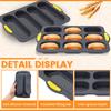 3 Stück Silikon-Hamburgerbrötchenform mit Spatel und Pinsel 4/6/9er Hamburgerbrötchenform Baguetteform zum Backen Sandwichblech
