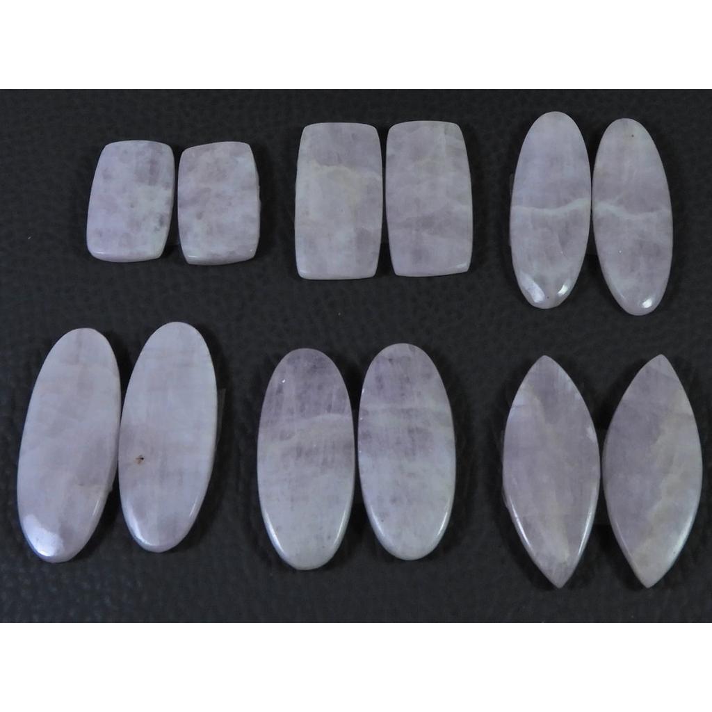 174Cts. Natural Pink Kunzite Matched Pair Mix Cabochon Gemstone 6Pair Lot C-1361