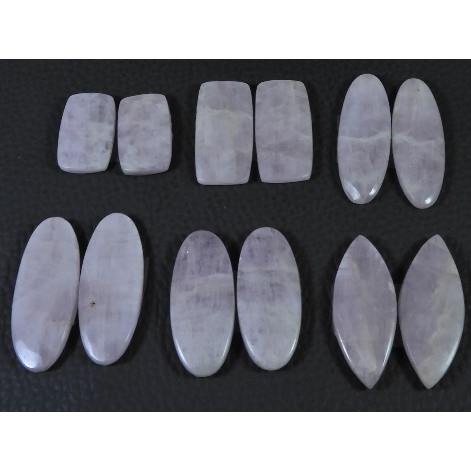 

174Cts. Natural Pink Kunzite Matched Pair Mix Cabochon Gemstone 6Pair Lot C-1361