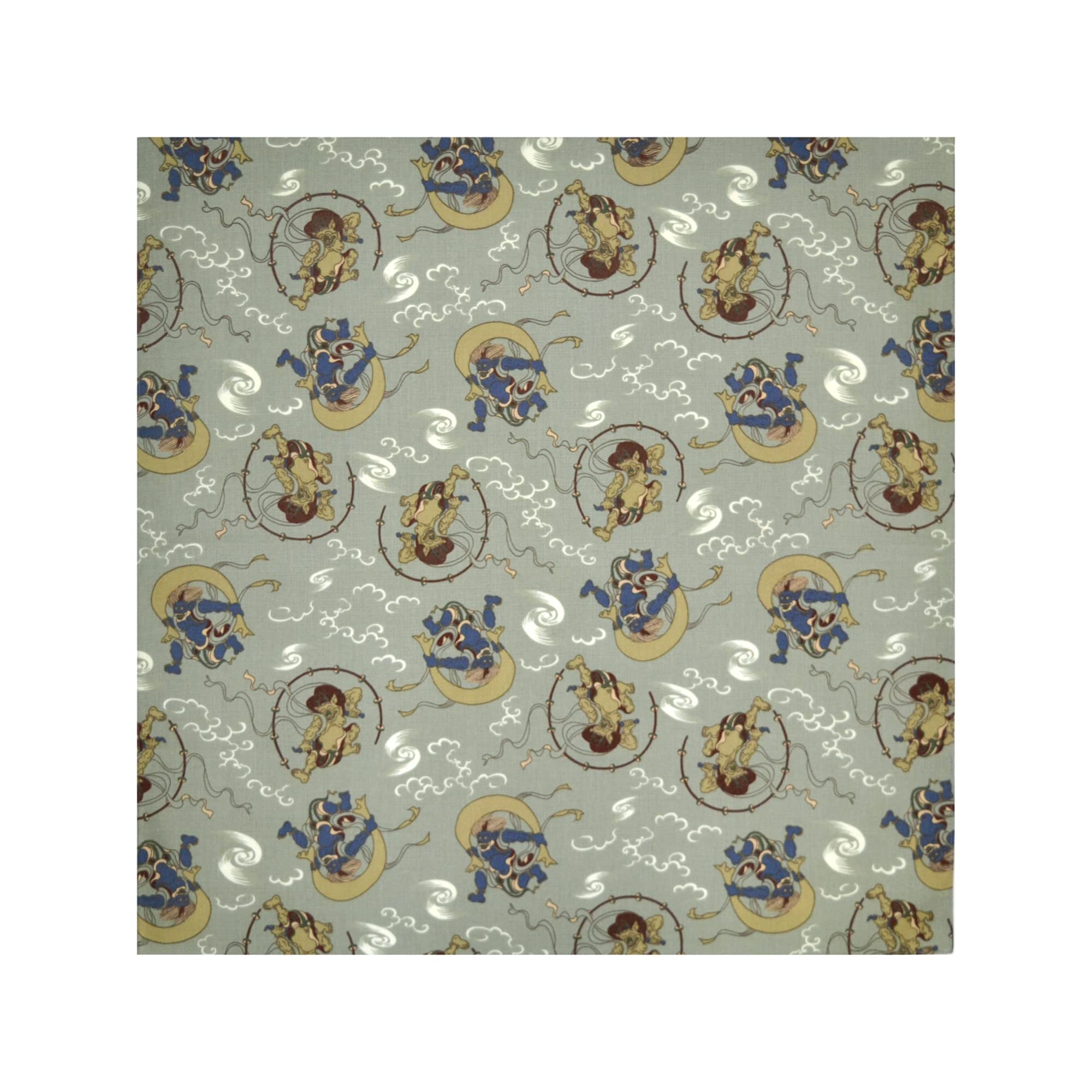 

or furoshiki approximately 52cm x made in Japan Fujin and Raijin Japanese-style handkerchief, bandana, scarf, (wrapping cloth), 52cm, (26. (Gray))