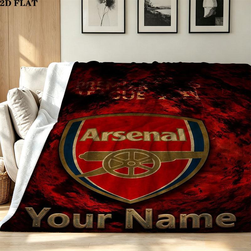 1PC Arsenal F Custom Name Patterned Flannel Blanket Suitable For All Seasons for Home Decor Warmth and Comfort Gifts Holiday Present