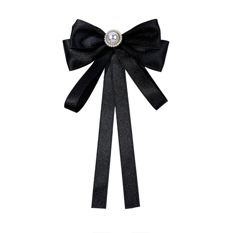 New Black Bow Tie Shirt Collar Pins Crystal Bowknot Ribbon Brooches For Women Wedding Party Necktie Accessories