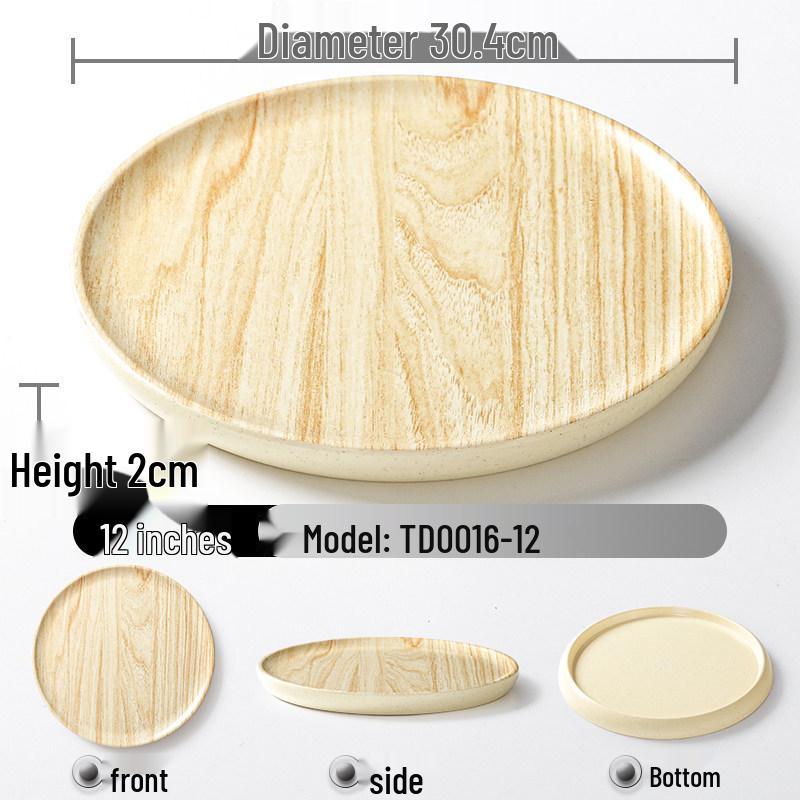Xiangyuanmei Melamine Barbecue Hot Pot Side Plate - Imitation Porcelain Grill Pan with Wood Grain Design