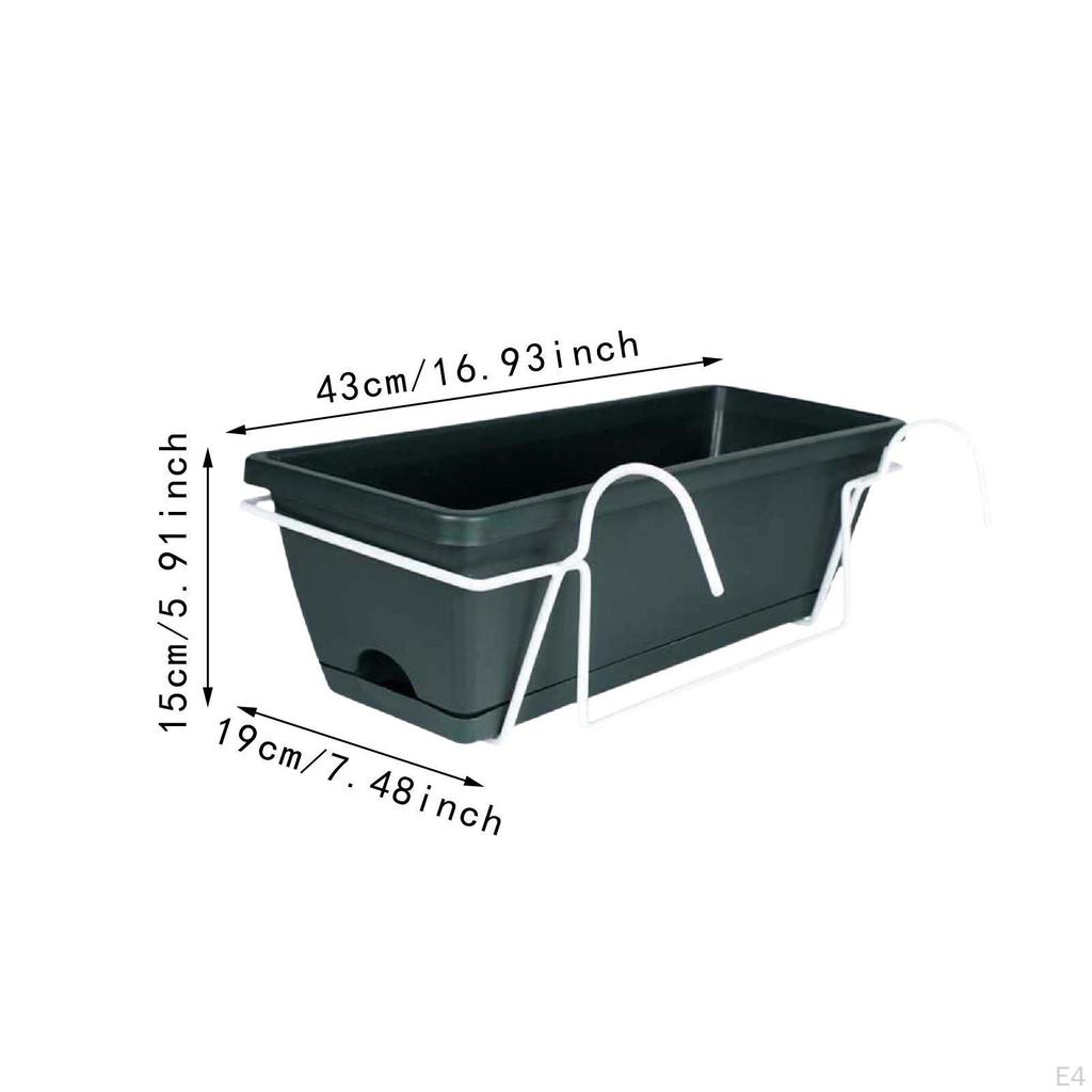 Balcony Hanging Planter Flower Pot Outside Rectangular Easy Installation Detachable Tray