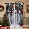 2Pcs Polyester Merry Christmas Snowflakes Printing Window Curtains Birthday Party Decoration Backdrop Drapes for Living Room